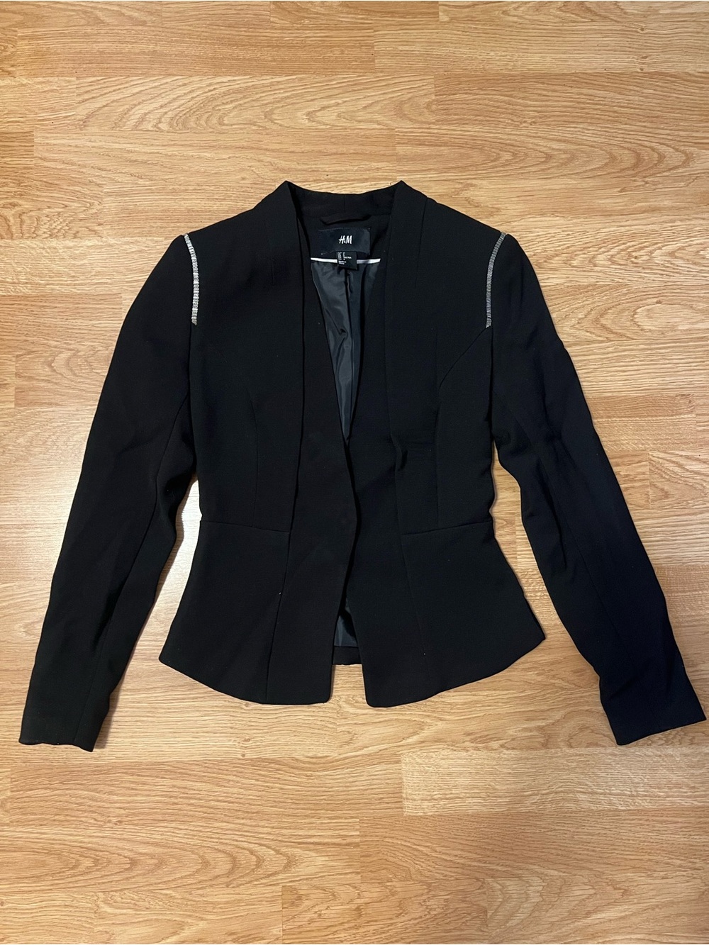 H&M Black Women's Tailored Blazer with Shoulder Trim